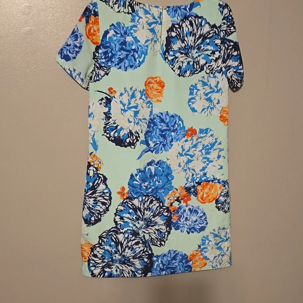 J Crew Dress 2 Gallery Shift Blue‎ Floral Short Sleeve LIGHTWEIGHT LINED PREPPY